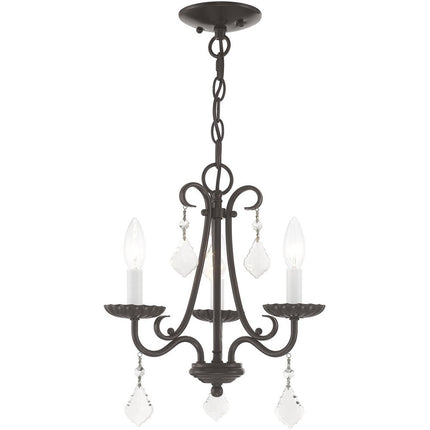 Bronze Three Light Metal Dimmable Chandelier With Shades