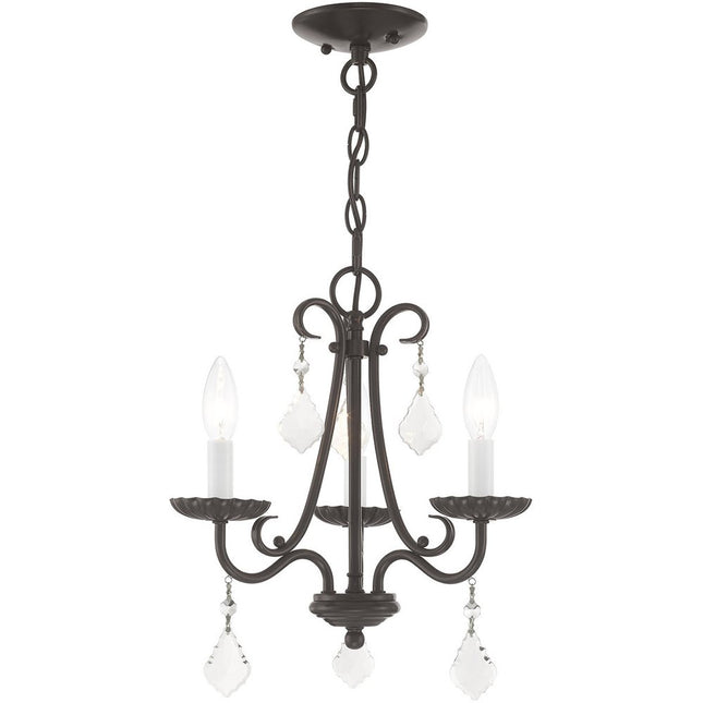 Bronze Three Light Metal Dimmable Chandelier With Shades