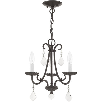 Bronze Three Light Metal Dimmable Chandelier With Shades