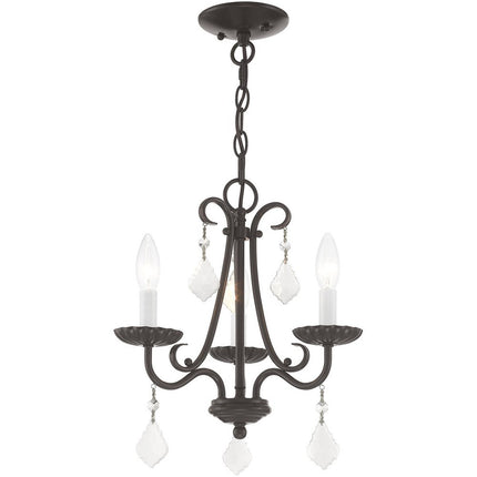Bronze Three Light Metal Dimmable Chandelier With Shades