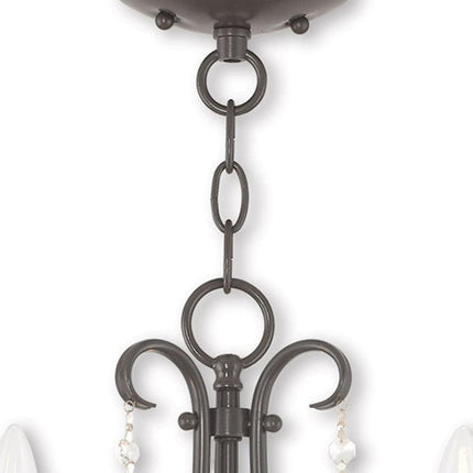 Bronze Three Light Metal Dimmable Chandelier With Shades