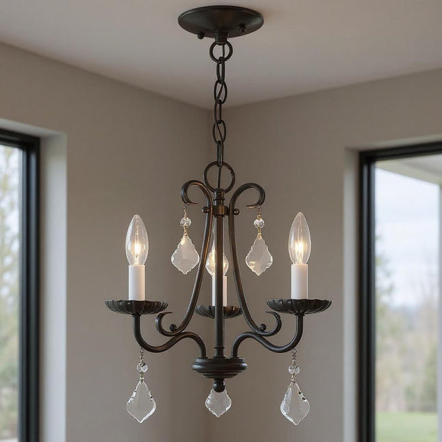 Three Light Dimmable Chandelier With Shades HomeRoots