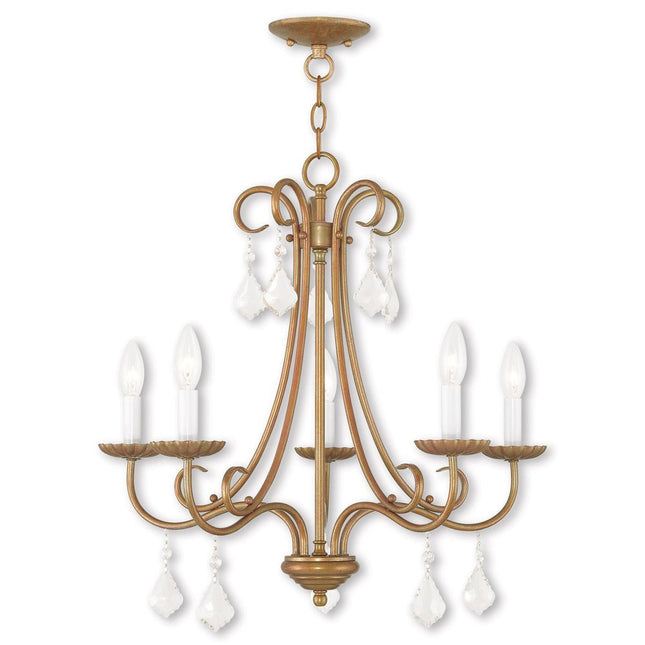 Five Light Dimmable Chandelier With Shades HomeRoots