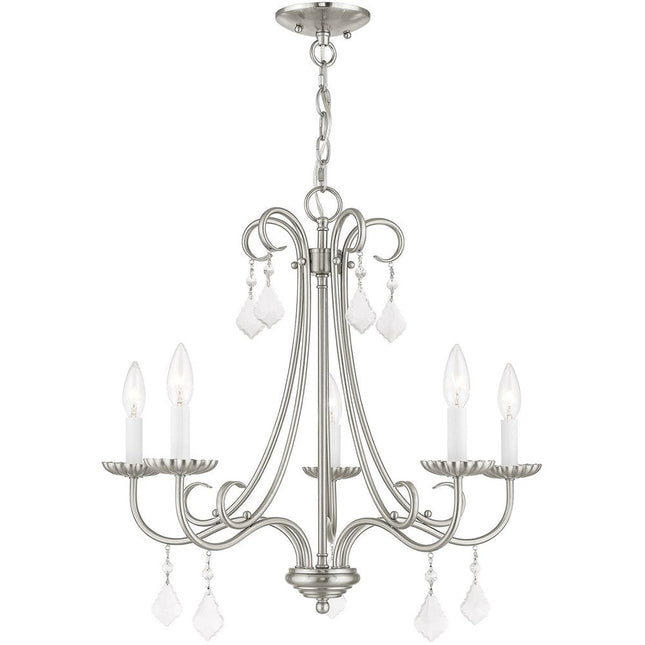 Five Light Dimmable Chandelier With Shades HomeRoots