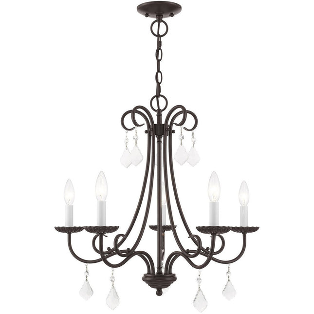 Five Light Dimmable Chandelier With Shades HomeRoots