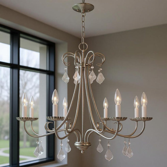 Eight Light Dimmable Chandelier With Shades HomeRoots