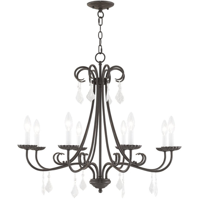 Eight Light Dimmable Chandelier With Shades HomeRoots