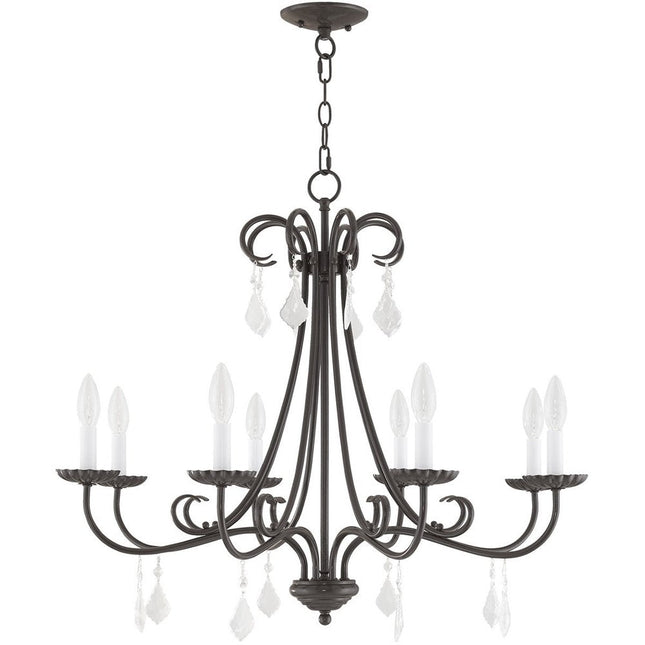 Bronze Eight Light Metal Dimmable Chandelier With Shades HomeRoots