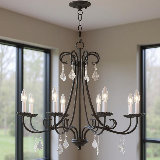 Eight Light Dimmable Chandelier With Shades HomeRoots