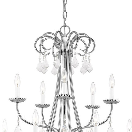Silver Multi Light Metal Dimmable Chandelier With Shades