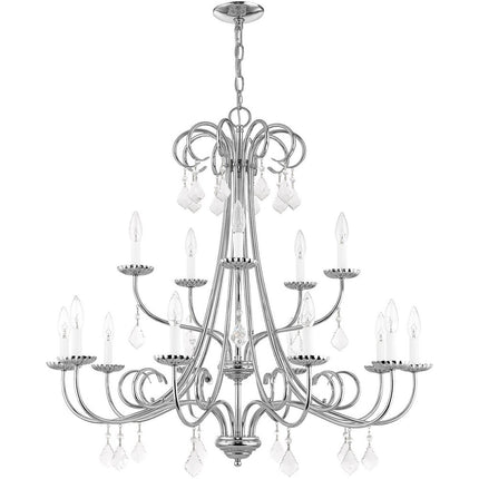 Silver Multi Light Metal Dimmable Chandelier With Shades