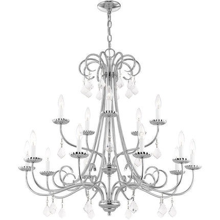 Silver Multi Light Metal Dimmable Chandelier With Shades