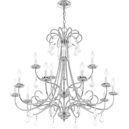 Silver Multi Light Metal Dimmable Chandelier With Shades