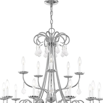 Silver Multi Light Metal Dimmable Chandelier With Shades