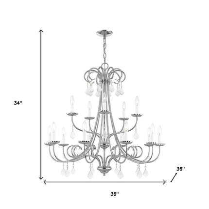 Silver Multi Light Metal Dimmable Chandelier With Shades