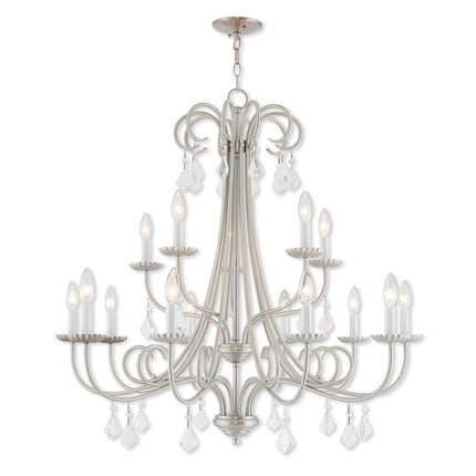 Nickel Multi Light Metal Dimmable Chandelier With Shades