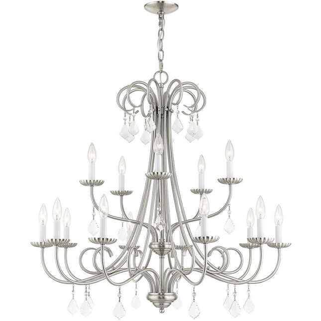 Nickel Multi Light Metal Dimmable Chandelier With Shades HomeRoots