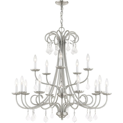 Nickel Multi Light Metal Dimmable Chandelier With Shades