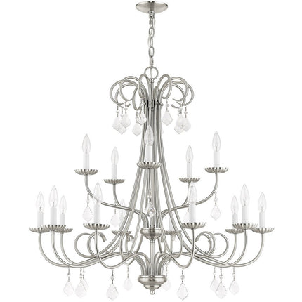 Nickel Multi Light Metal Dimmable Chandelier With Shades
