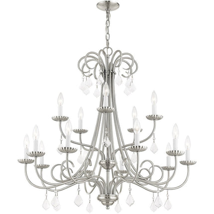 Nickel Multi Light Metal Dimmable Chandelier With Shades