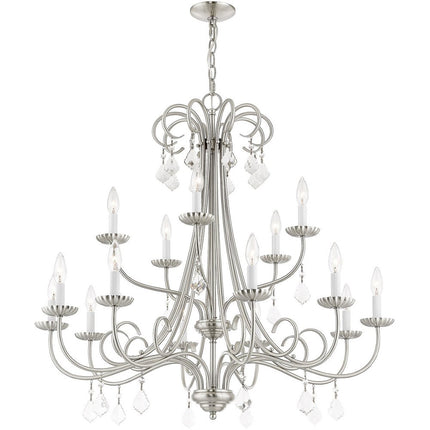 Nickel Multi Light Metal Dimmable Chandelier With Shades