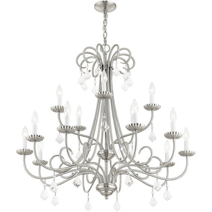 Nickel Multi Light Metal Dimmable Chandelier With Shades
