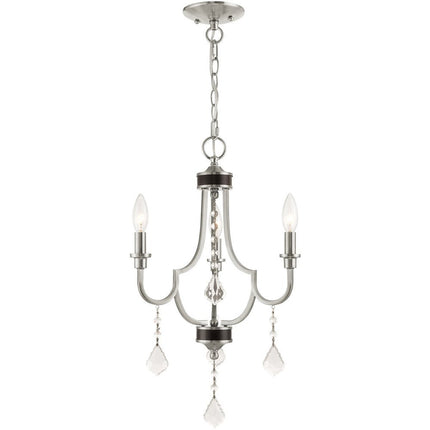 Nickel Three Light Metal Dimmable Chandelier With Shades