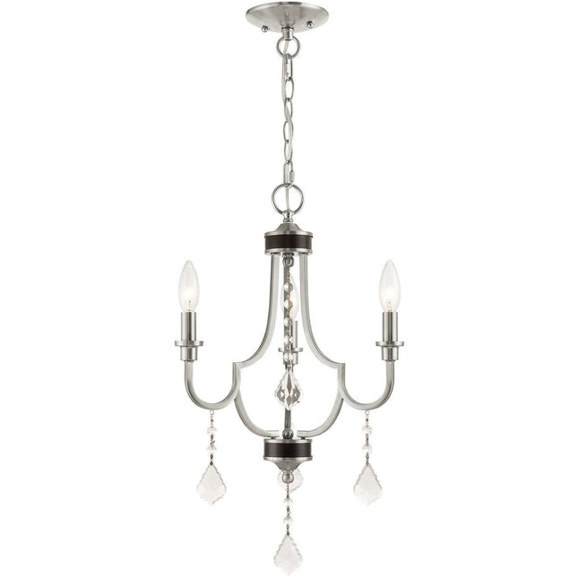 Nickel Three Light Metal Dimmable Chandelier With Shades