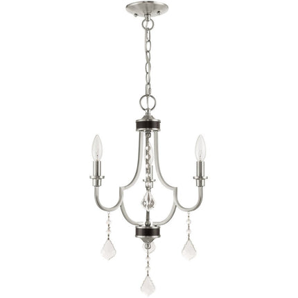 Nickel Three Light Metal Dimmable Chandelier With Shades