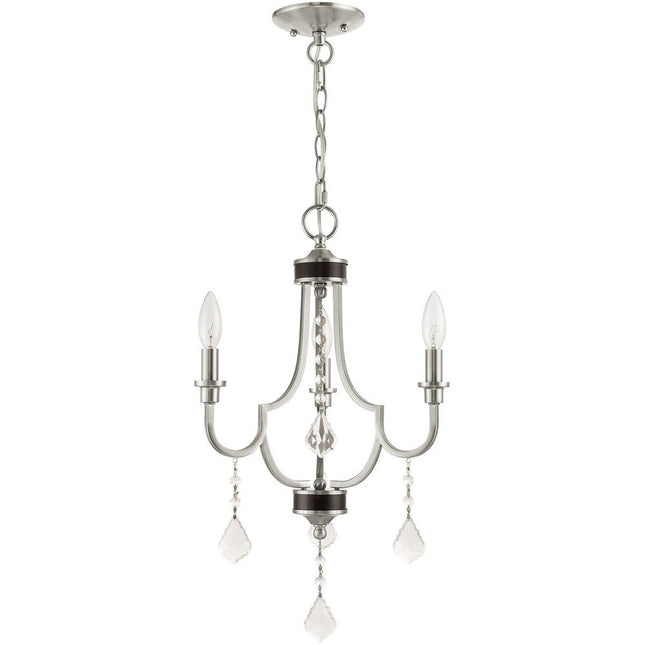 Nickel Three Light Metal Dimmable Chandelier With Shades