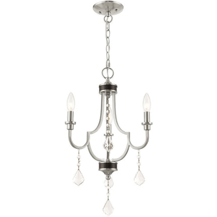 Nickel Three Light Metal Dimmable Chandelier With Shades