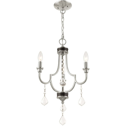 Nickel Three Light Metal Dimmable Chandelier With Shades
