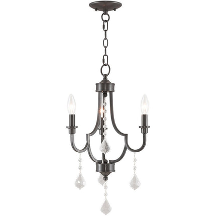 Bronze Three Light Metal Dimmable Chandelier With Shades