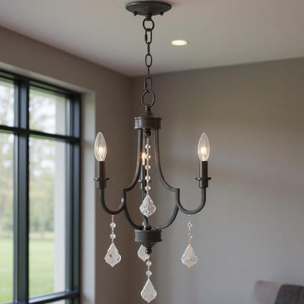 Three Light Dimmable Chandelier With Shades HomeRoots