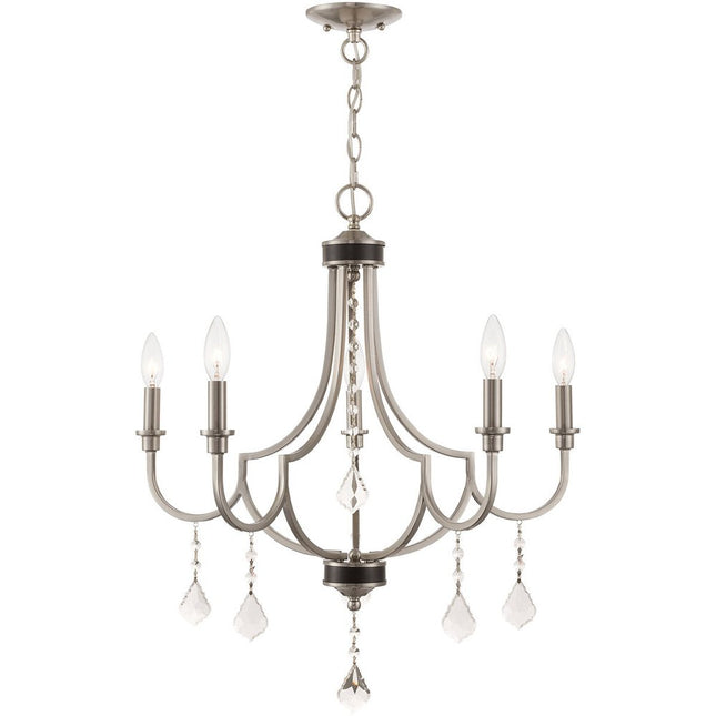 Five Light Dimmable Chandelier With Shades HomeRoots
