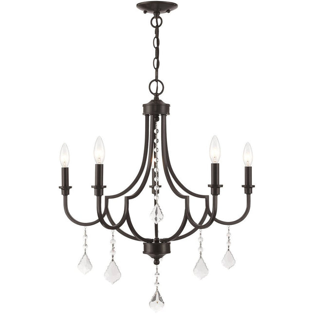 Five Light Dimmable Chandelier With Shades HomeRoots
