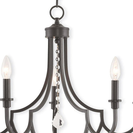Bronze Five Light Metal Dimmable Chandelier With Shades