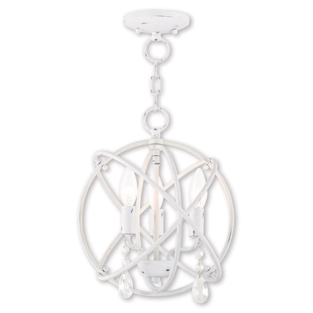 White Three Light Metal Dimmable Chandelier With Shades