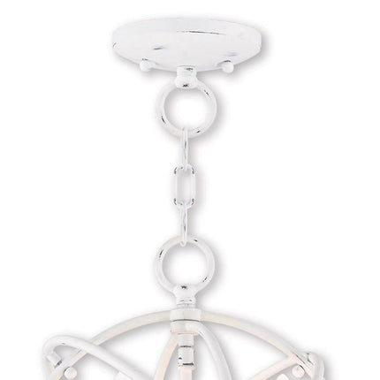 White Three Light Metal Dimmable Chandelier With Shades