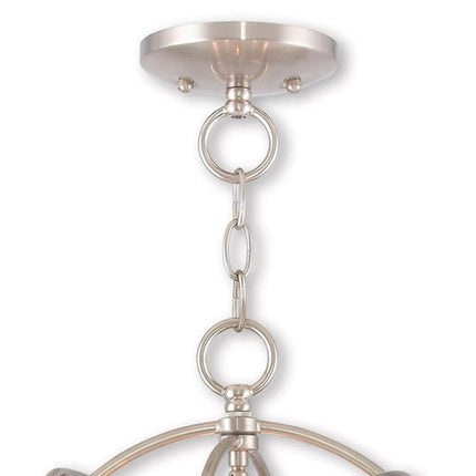 Nickel Three Light Metal Dimmable Chandelier With Shades