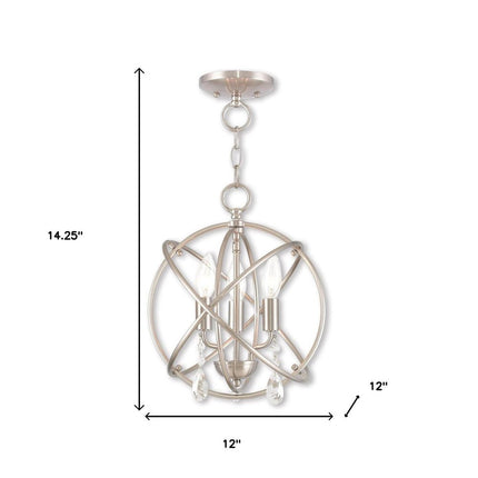 Nickel Three Light Metal Dimmable Chandelier With Shades