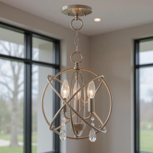 Three Light Dimmable Chandelier With Shades HomeRoots