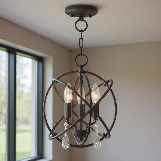 Three Light Dimmable Chandelier With Shades HomeRoots