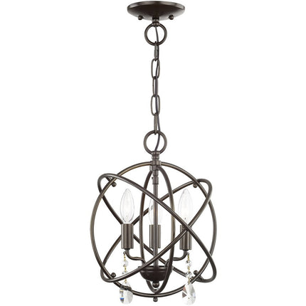 Bronze Three Light Metal Dimmable Chandelier With Shades