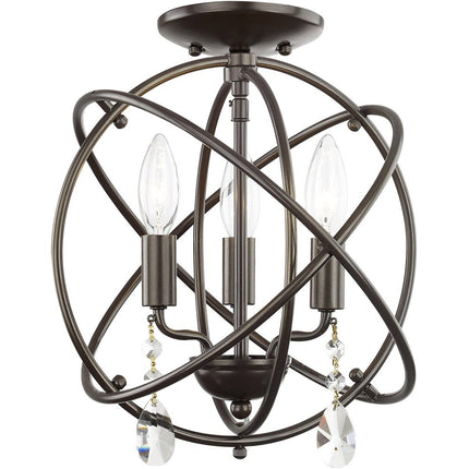 Bronze Three Light Metal Dimmable Chandelier With Shades