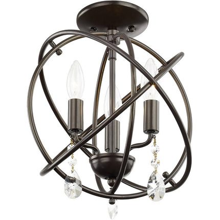 Bronze Three Light Metal Dimmable Chandelier With Shades