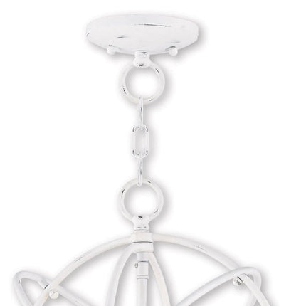 White Three Light Metal Dimmable Chandelier With Shades