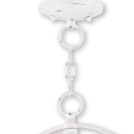 White Three Light Metal Dimmable Chandelier With Shades