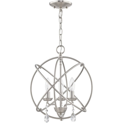 Nickel Three Light Metal Dimmable Chandelier With Shades