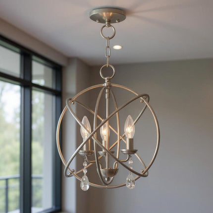 Three Light Dimmable Chandelier With Shades HomeRoots